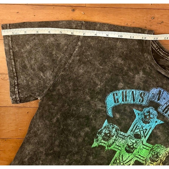 Guns N Roses Grey Cropped Band Tee- Sz Large - Distressed - Picture 2 of 8